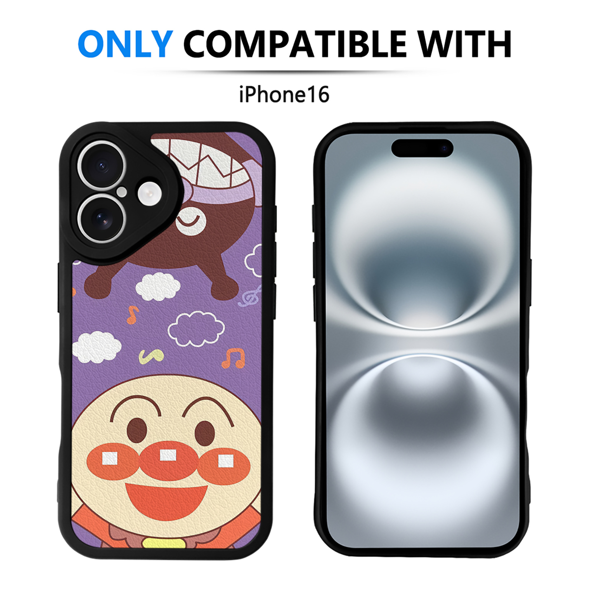 （画像用） アンパンマン Anpanman 【iPhone 16シリーズ対応】シリコンスマホケース（レザー調） 材質：シリコン